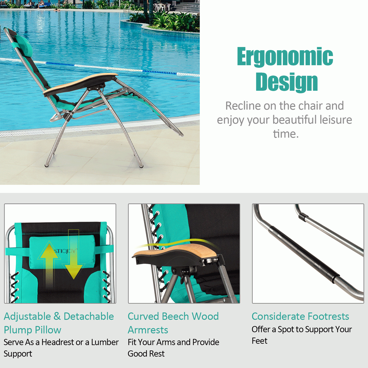 Oversized Zero Gravity Lounge Chair with Adjustable Recline