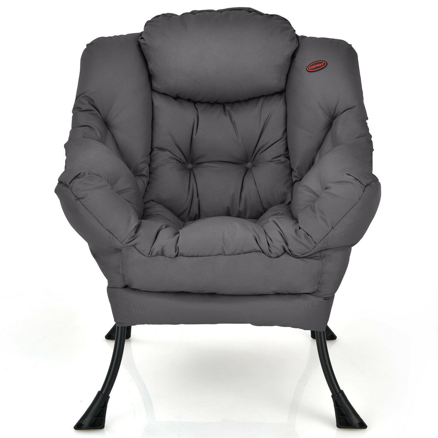 Lazy Accent Chair with Steel Frame and Side Pocket