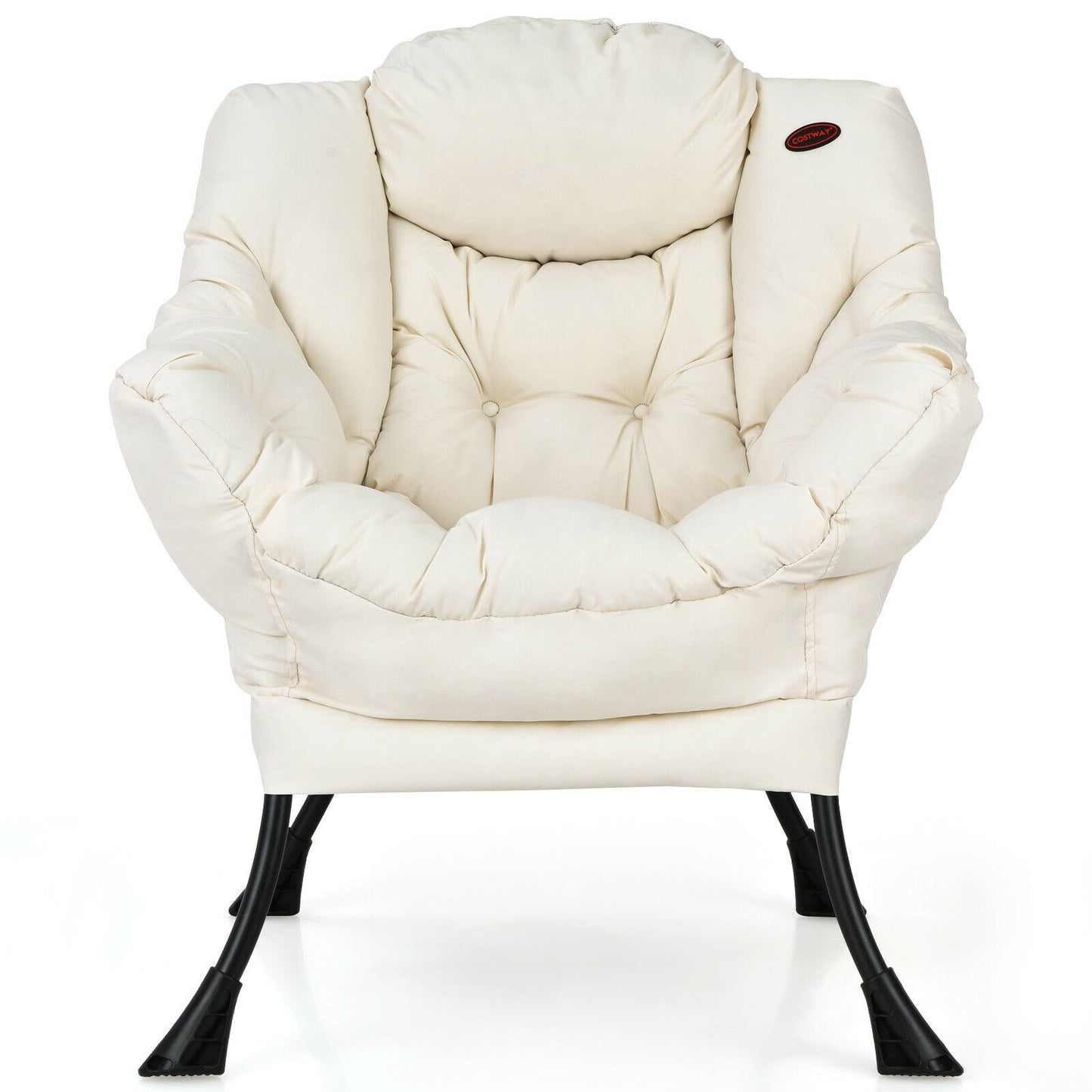 Lazy Accent Chair with Steel Frame and Side Pocket