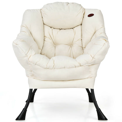 Lazy Accent Chair with Steel Frame and Side Pocket