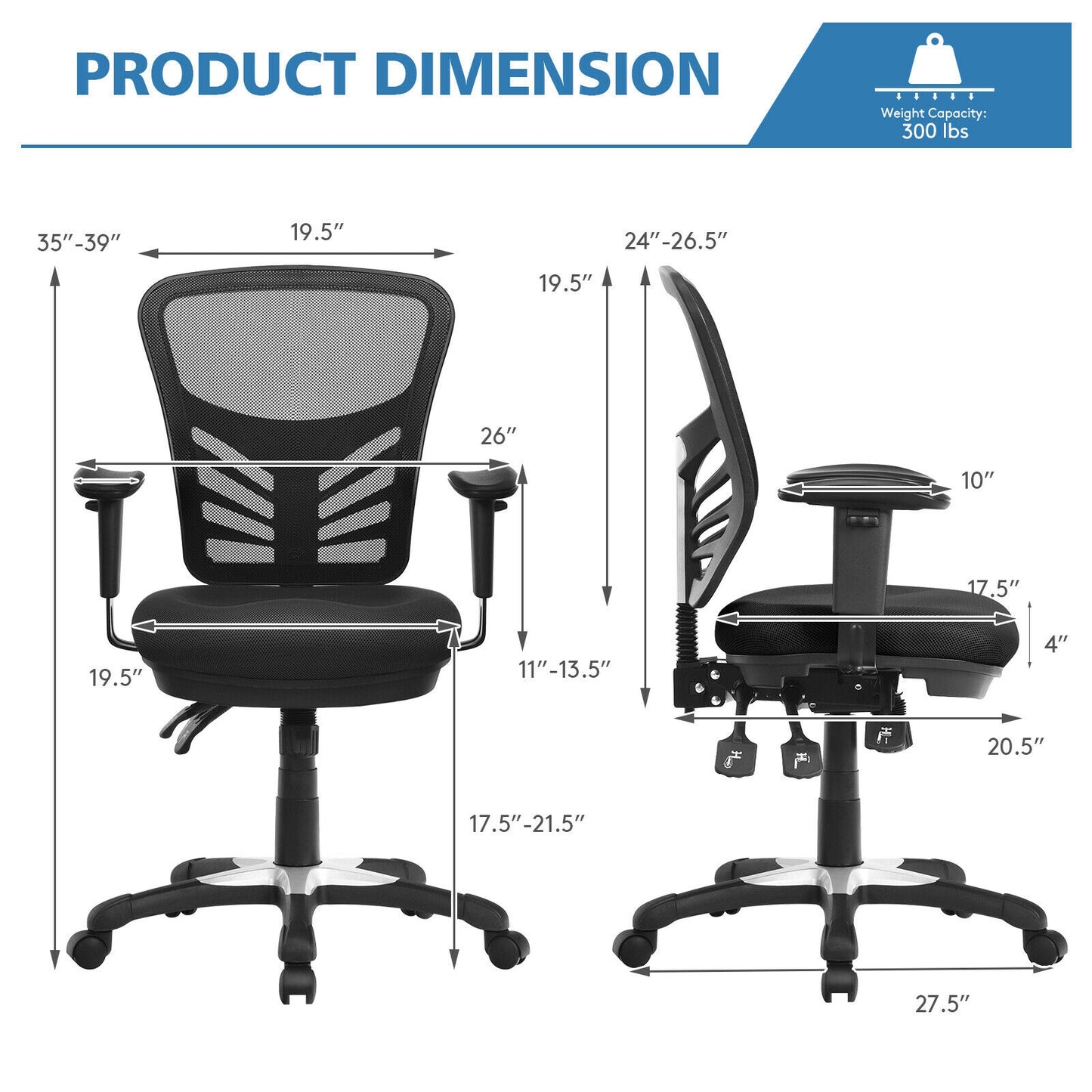 Ergonomic Mesh Office Chair with Adjustable Armrests