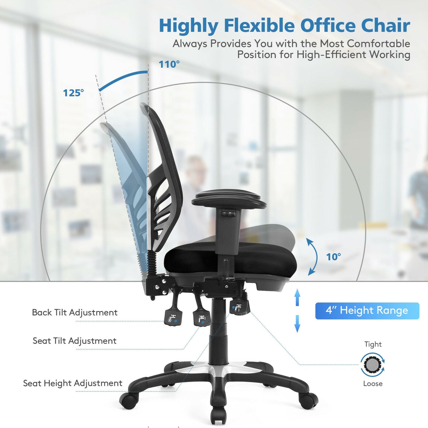 Ergonomic Mesh Office Chair with Adjustable Armrests