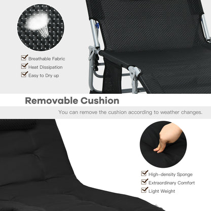 Oversize Padded Folding Chaise Lounge with Removable Mattress