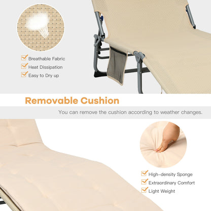Oversize Padded Folding Chaise Lounge with Removable Mattress