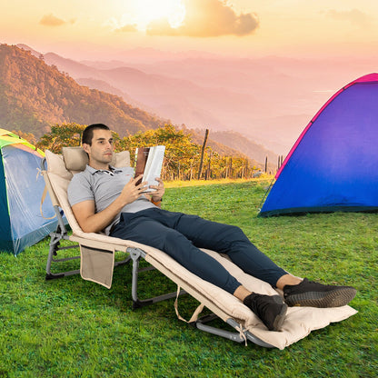 Oversize Padded Folding Chaise Lounge with Removable Mattress
