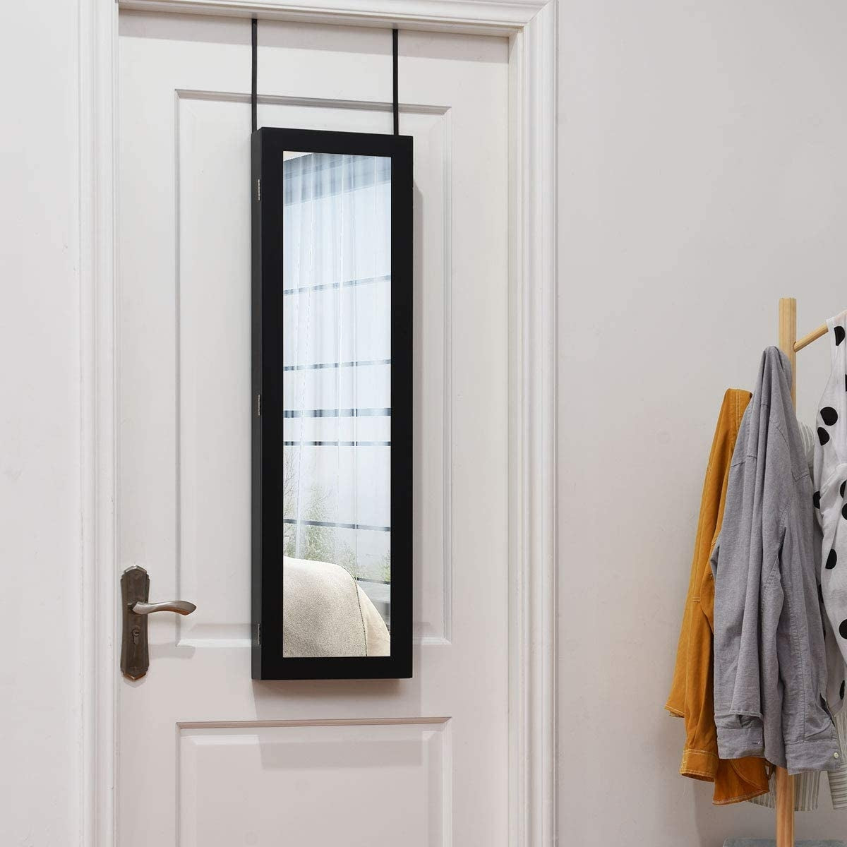 Full Length Mirror Jewelry Cabinet with Wall Mount