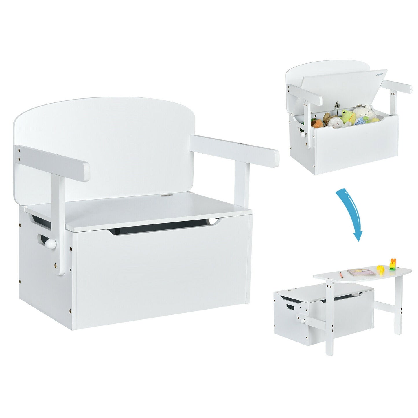 Kids Convertible Storage Bench Activity Table and Chair Set