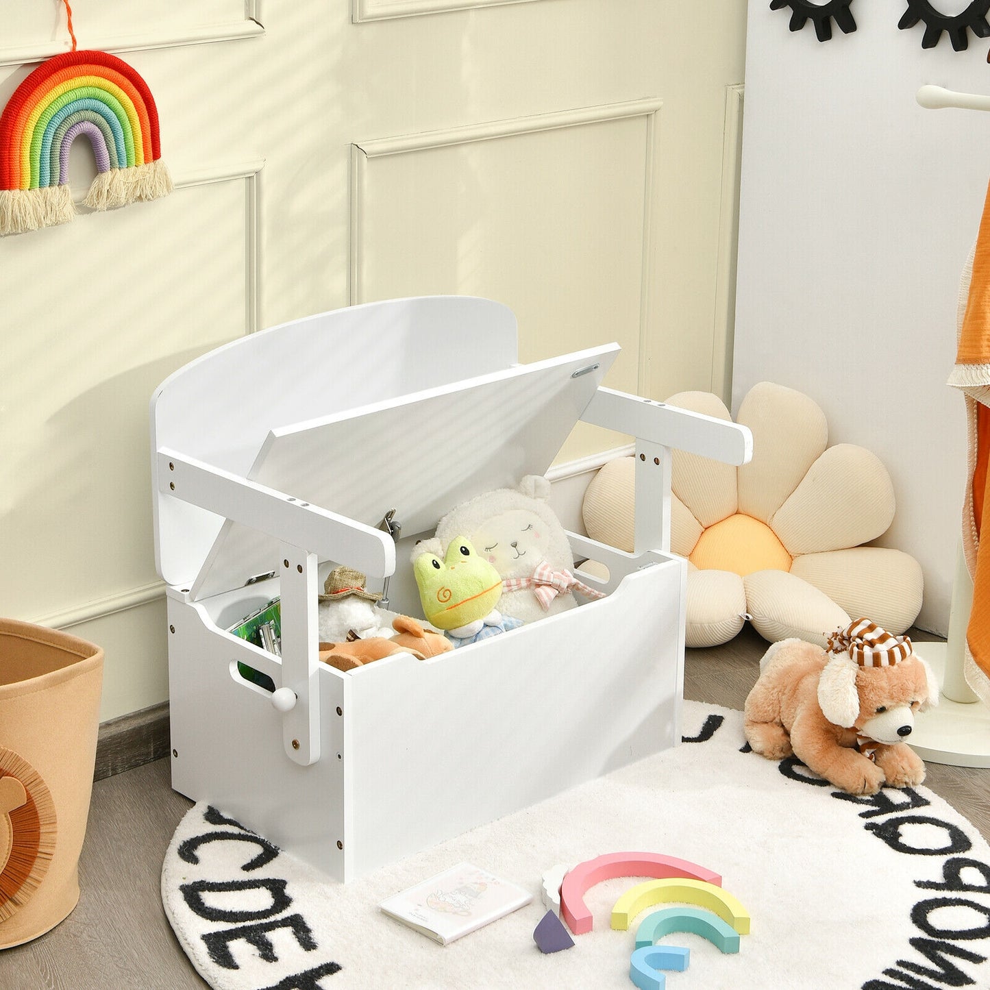 Kids Convertible Storage Bench Activity Table and Chair Set
