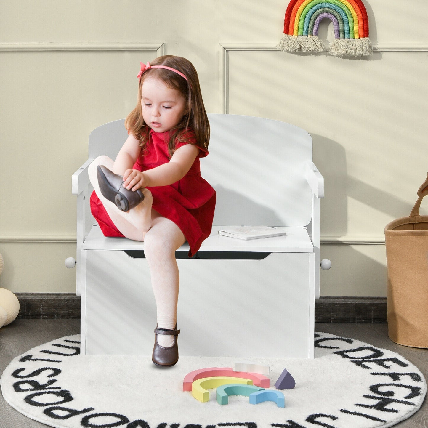 Kids Convertible Storage Bench Activity Table and Chair Set