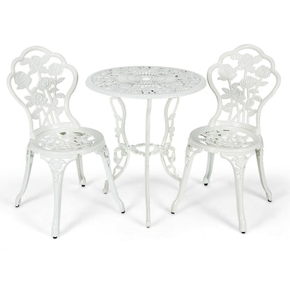 Outdoor Cast Aluminum Patio Furniture Set with Rose Design
