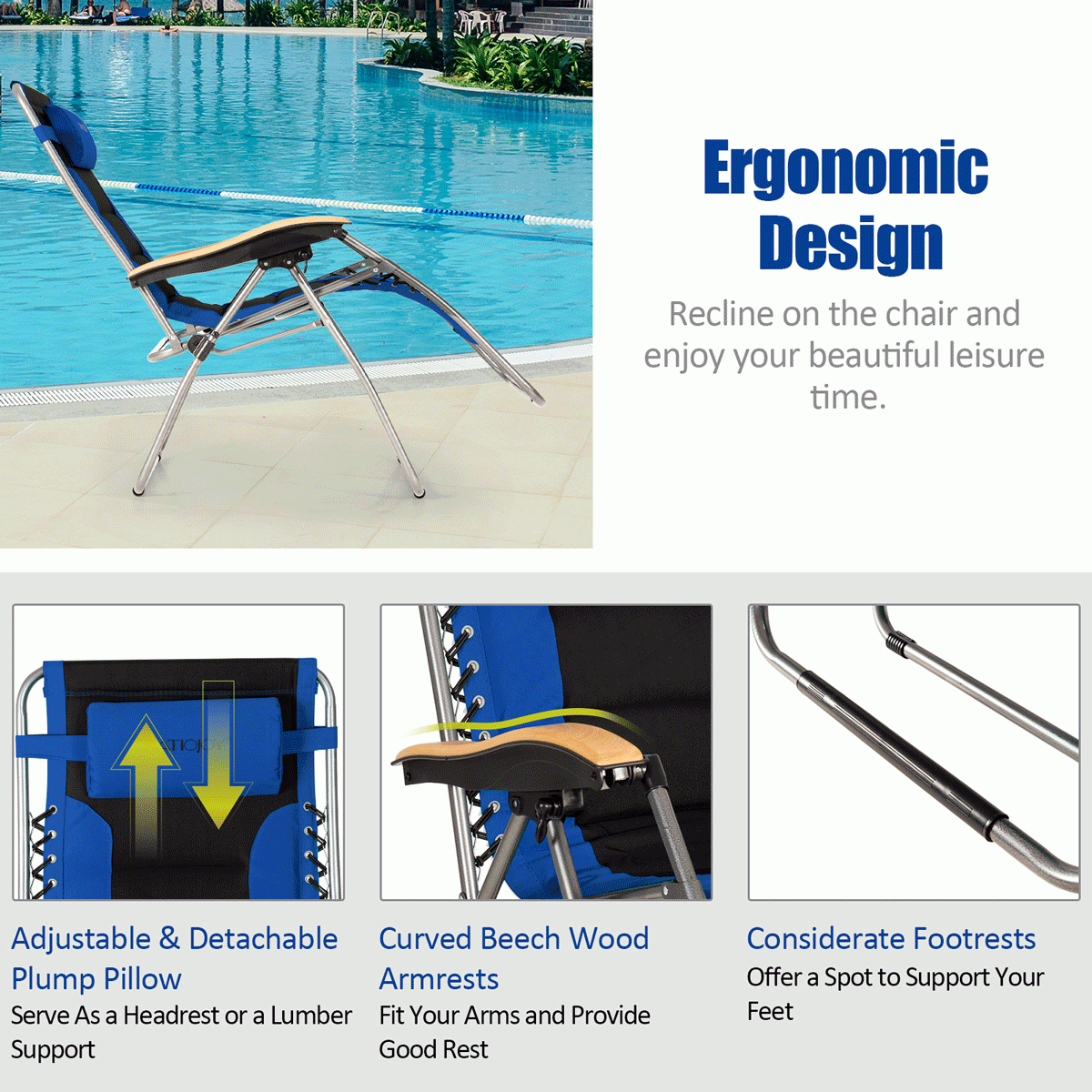 Oversized Zero Gravity Lounge Chair with Adjustable Recline