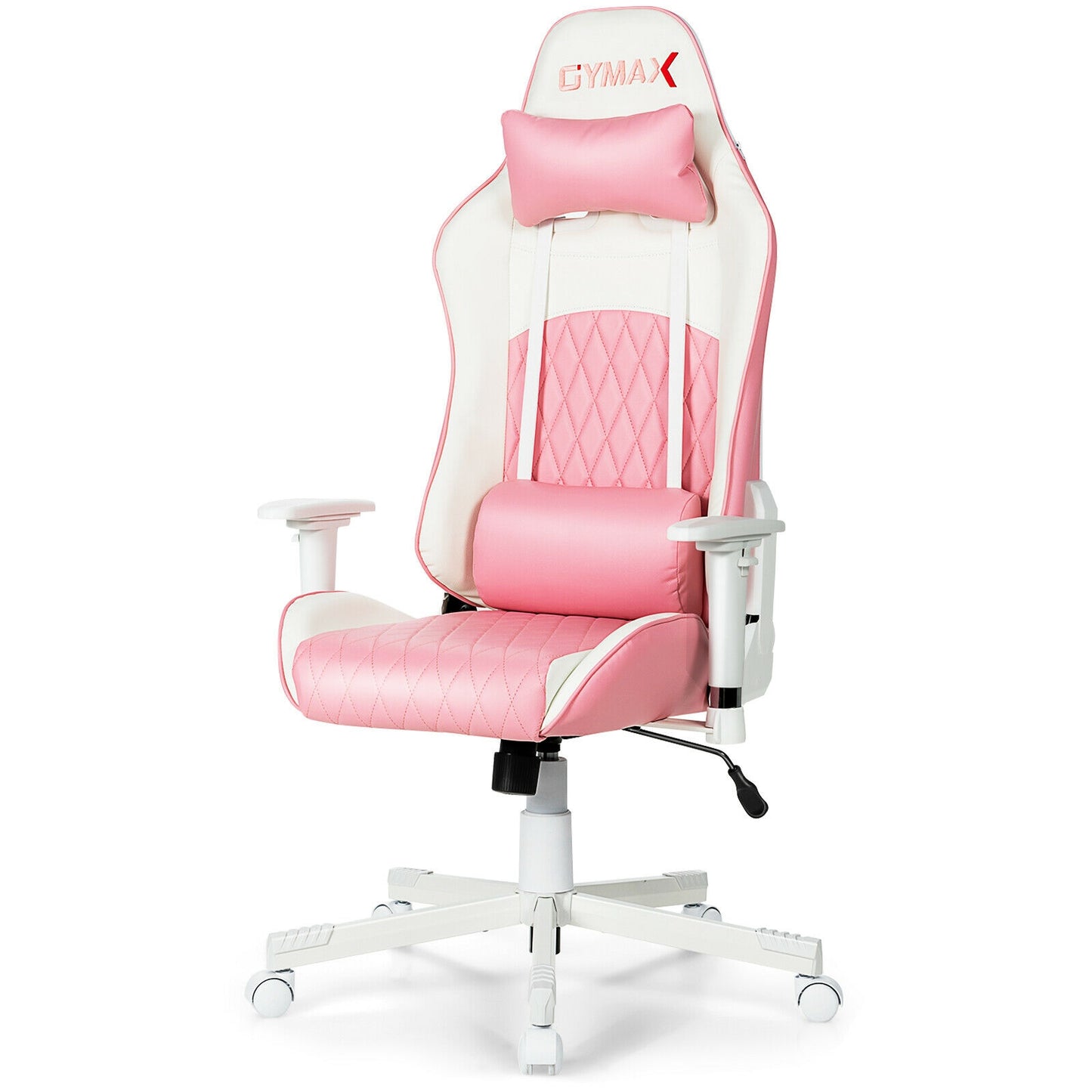 Gaming Chair with Headrest and Lumbar Support - Pink