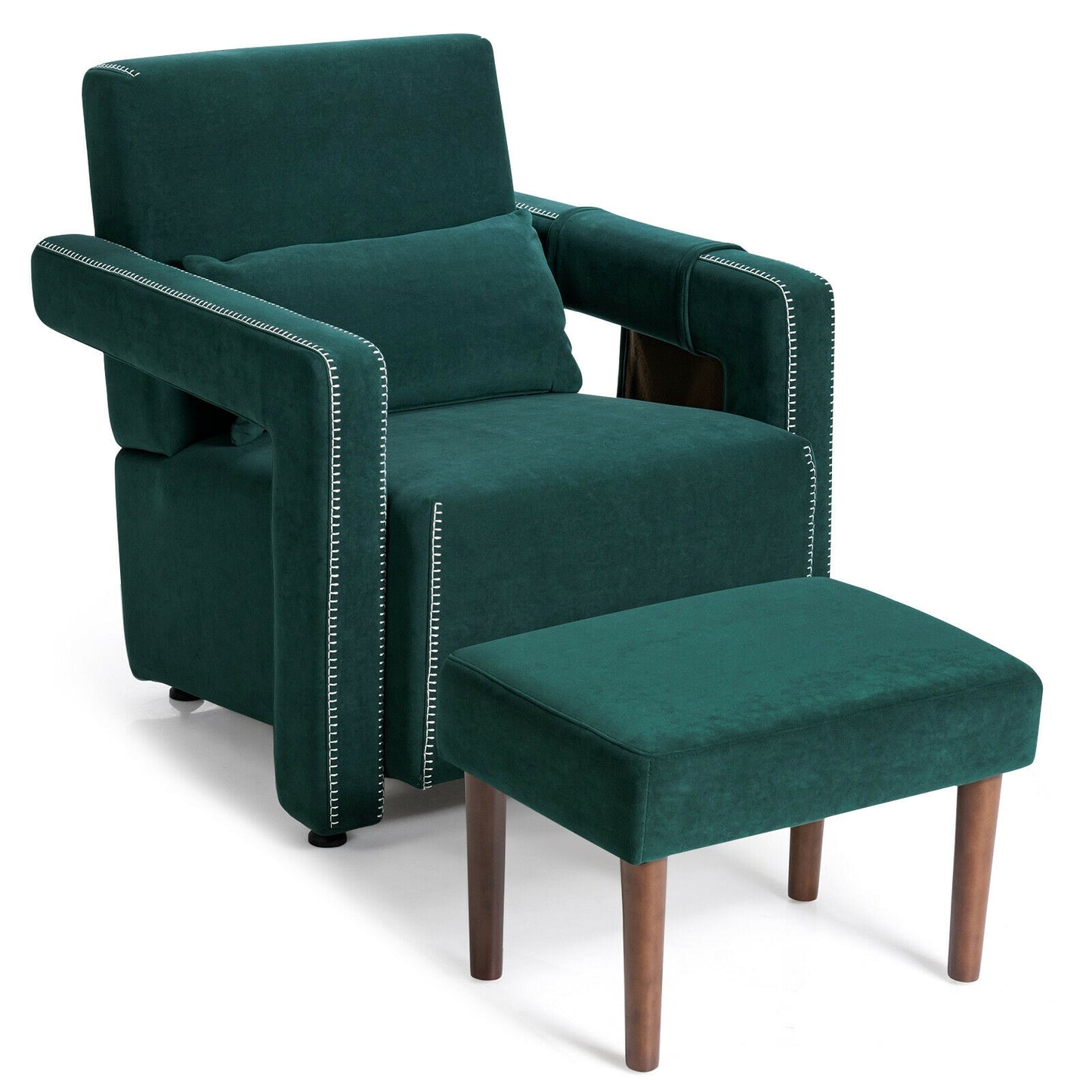 Berber Fleece Accent Chair with Ottoman and Waist Pillow