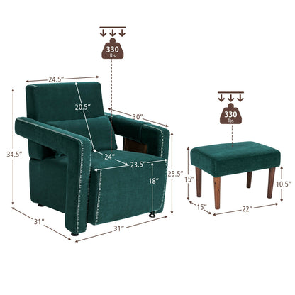 Berber Fleece Accent Chair with Ottoman and Waist Pillow