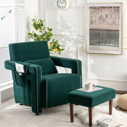 Berber Fleece Accent Chair with Ottoman and Waist Pillow