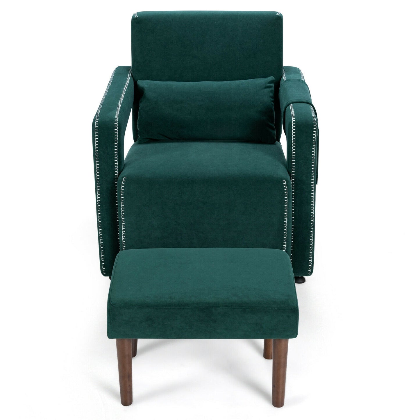 Berber Fleece Accent Chair with Ottoman and Waist Pillow