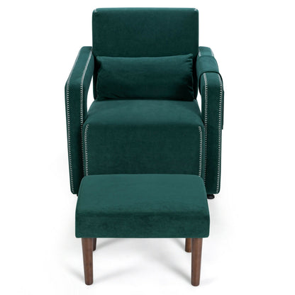 Berber Fleece Accent Chair with Ottoman and Waist Pillow