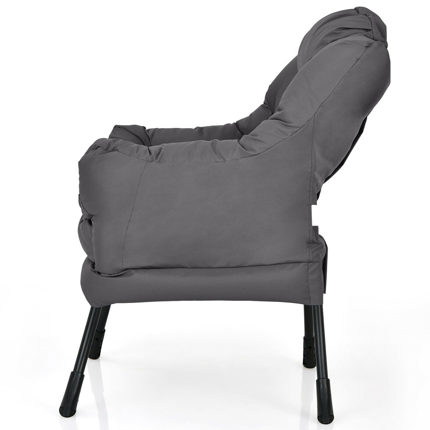 Lazy Accent Chair with Steel Frame and Side Pocket