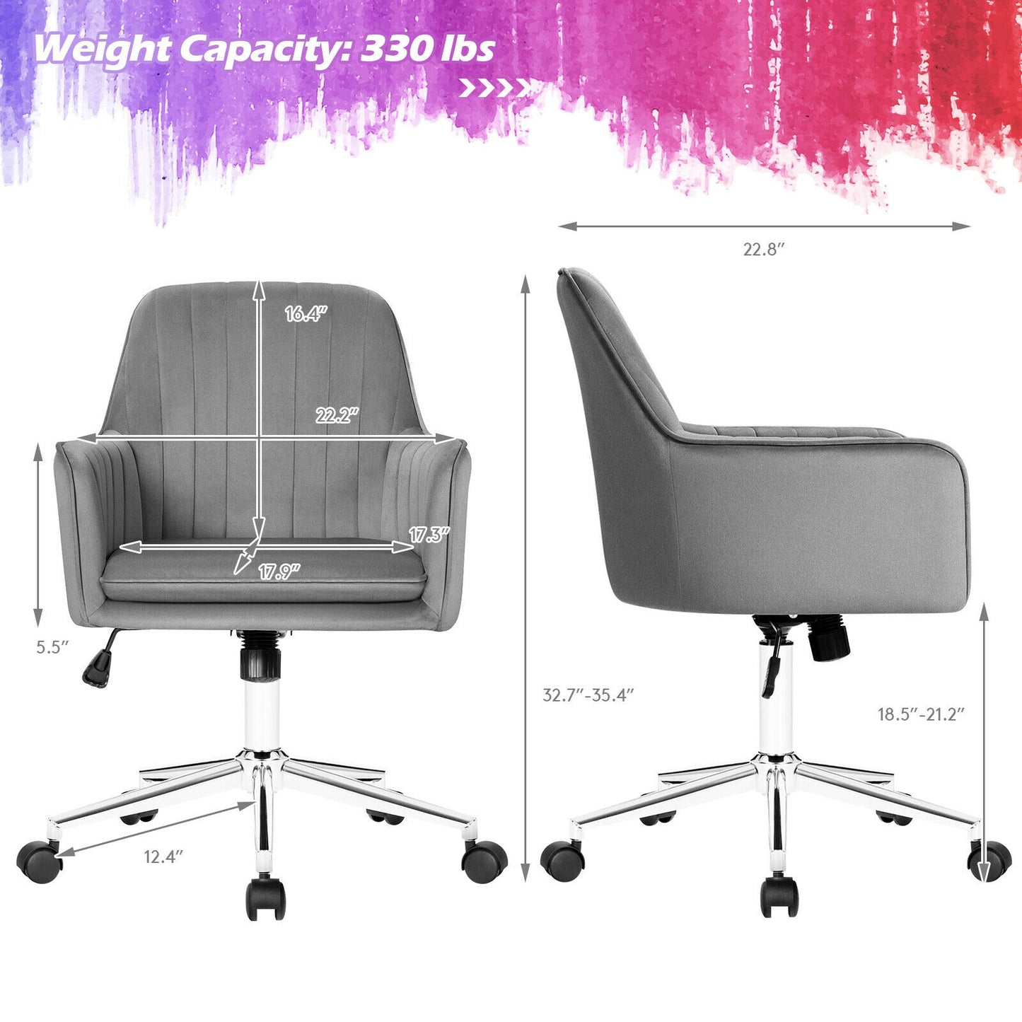 Velvet Swivel Office Chair with Adjustable Height