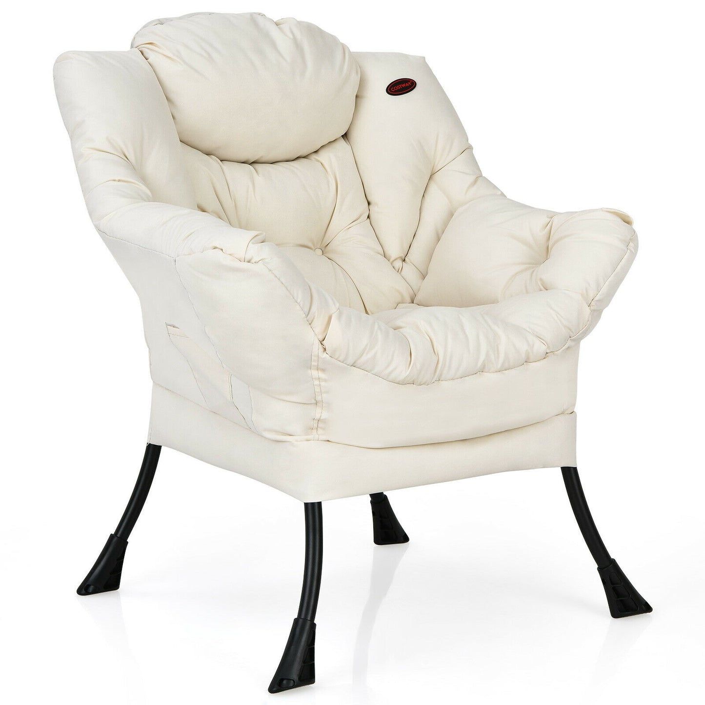 Lazy Accent Chair with Steel Frame and Side Pocket