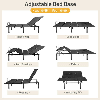 Queen Adjustable Bed Base with Head and Foot Incline