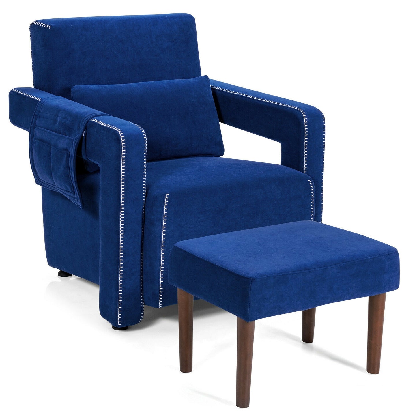 Berber Fleece Accent Chair with Ottoman and Waist Pillow