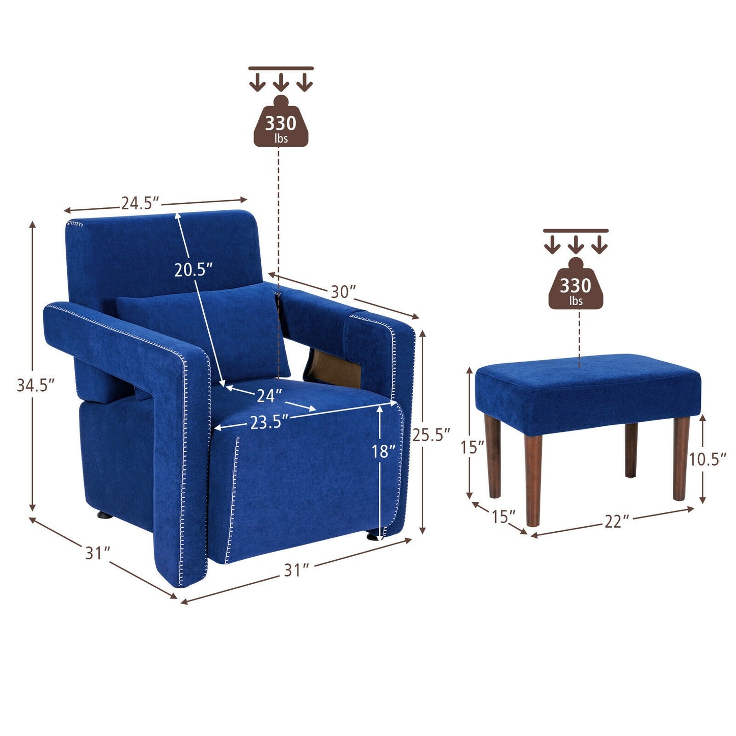 Berber Fleece Accent Chair with Ottoman and Waist Pillow