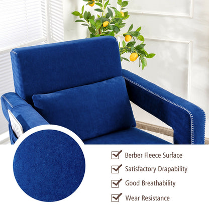 Berber Fleece Accent Chair with Ottoman and Waist Pillow