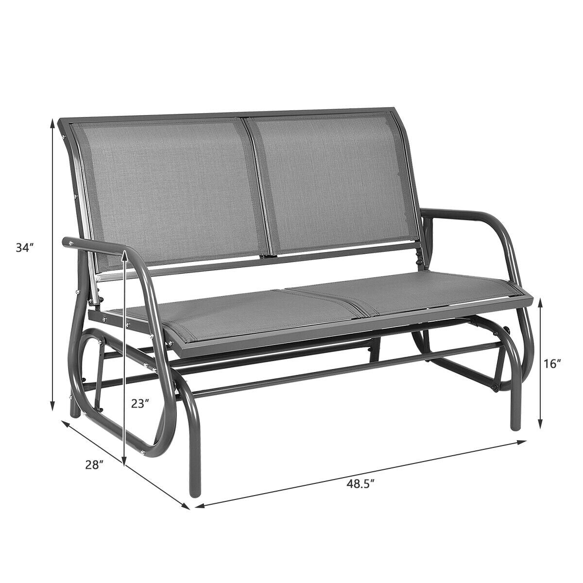 48-Inch Outdoor Glider Loveseat with Steel Frame