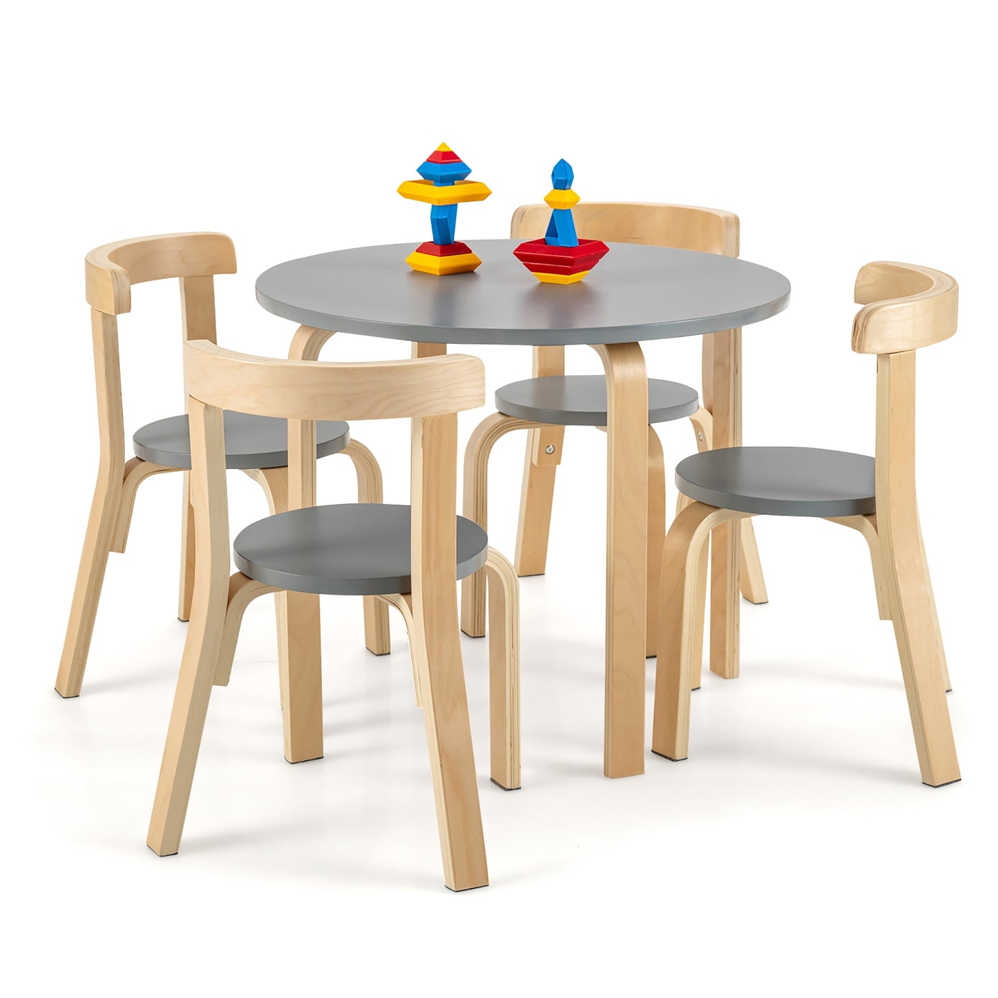 Kids Wooden Table and Chair Set - 5 Piece Activity Furniture