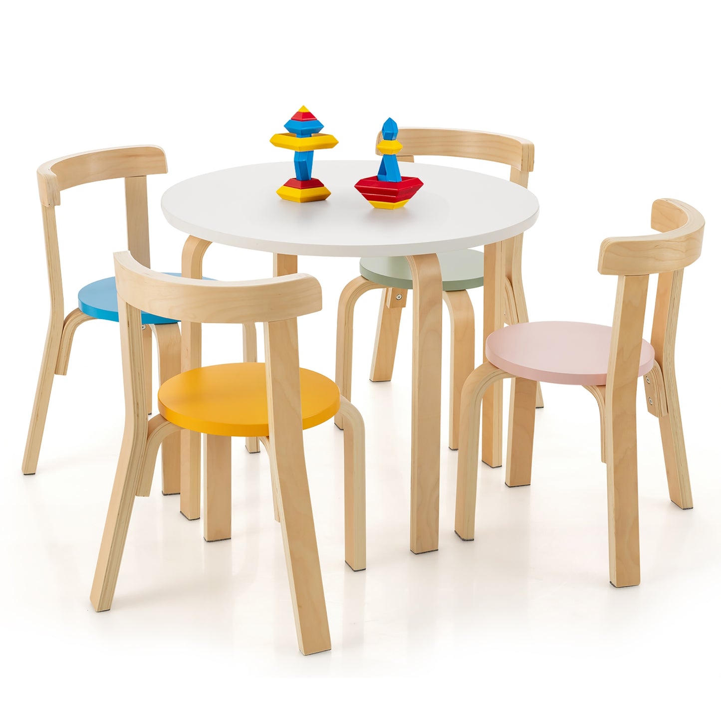 Kids Wooden Table and Chair Set - 5 Piece Activity Furniture