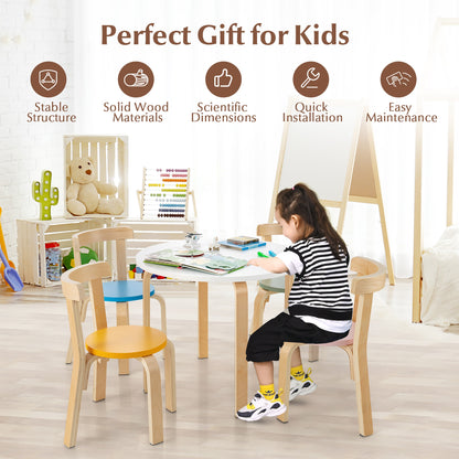Kids Wooden Table and Chair Set - 5 Piece Activity Furniture