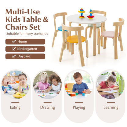 Kids Wooden Table and Chair Set - 5 Piece Activity Furniture