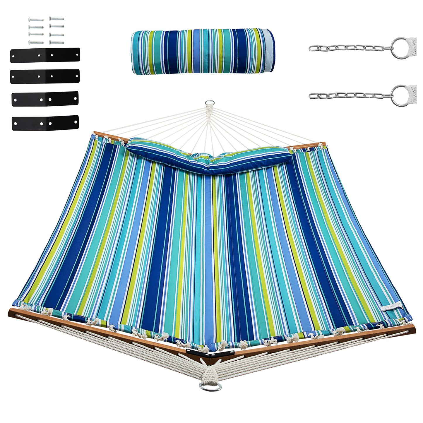 Portable Hammock with Detachable Pillow and Spreader Bars