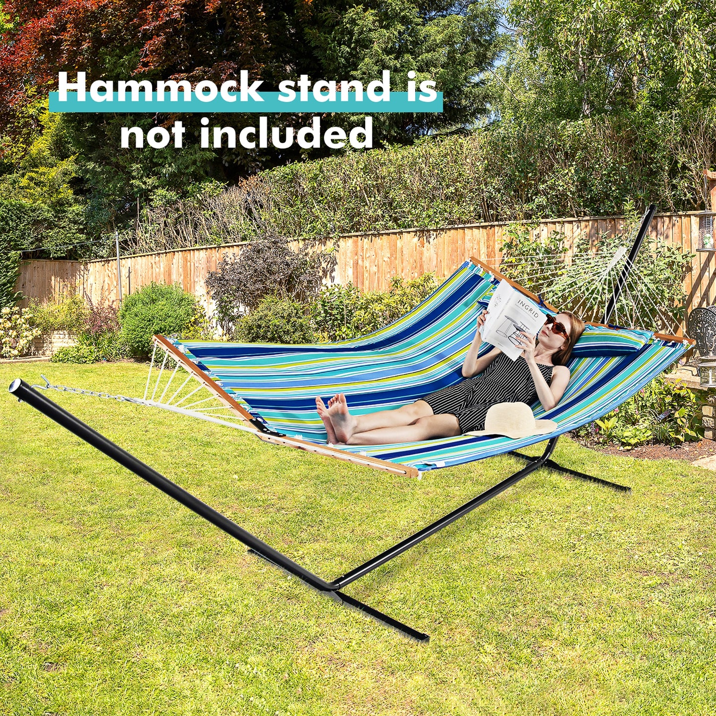 Portable Hammock with Detachable Pillow and Spreader Bars