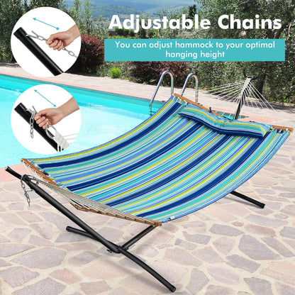 Portable Hammock with Detachable Pillow and Spreader Bars