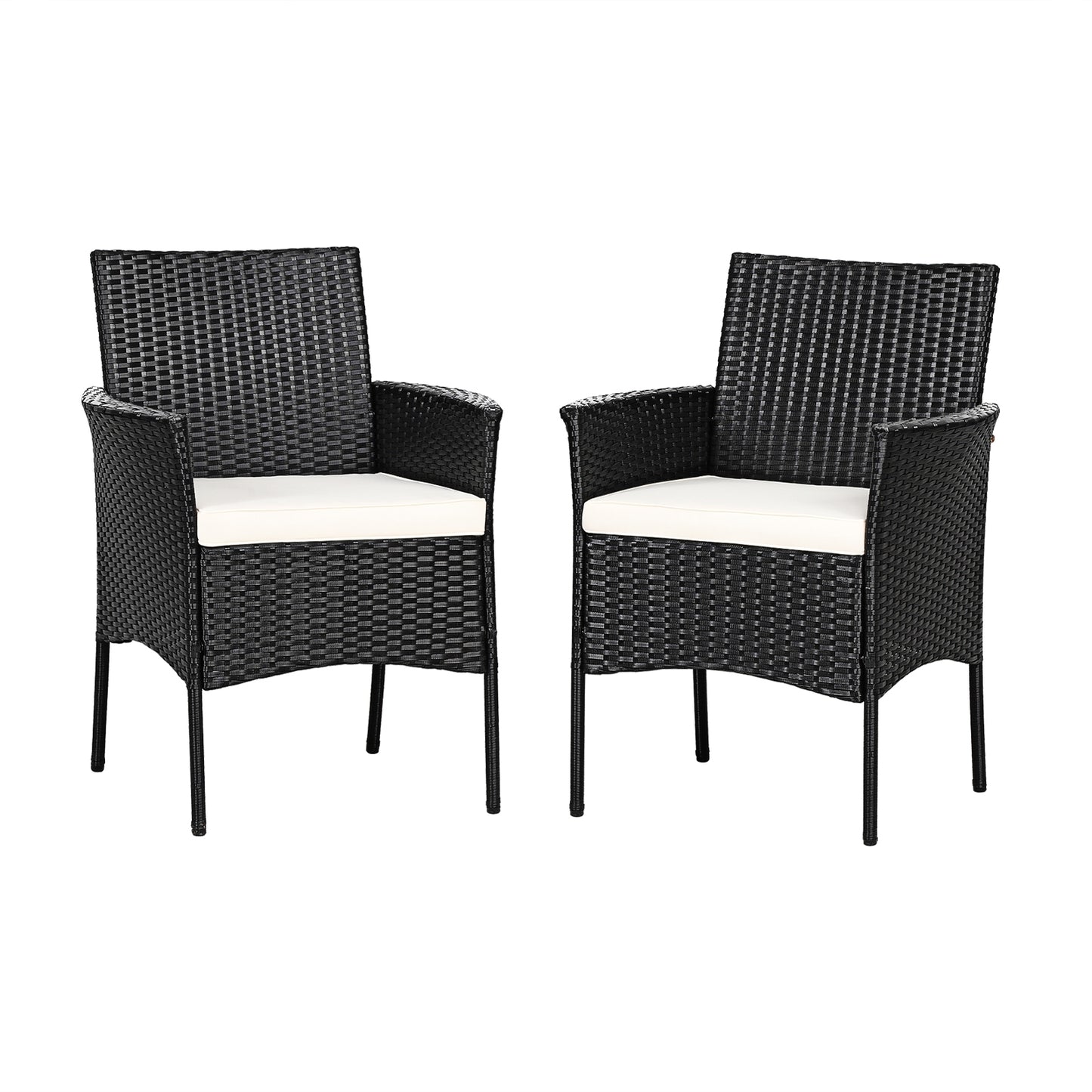 Patio Wicker Dining Chairs Set of 2 with Cushions
