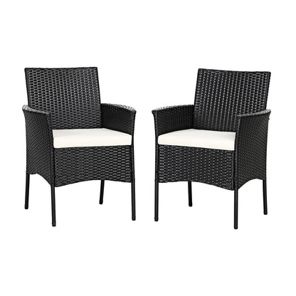 Patio Wicker Dining Chairs Set of 2 with Cushions