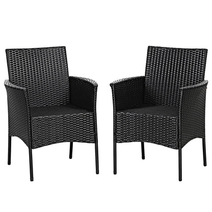 Patio Wicker Dining Chairs Set of 2 with Cushions
