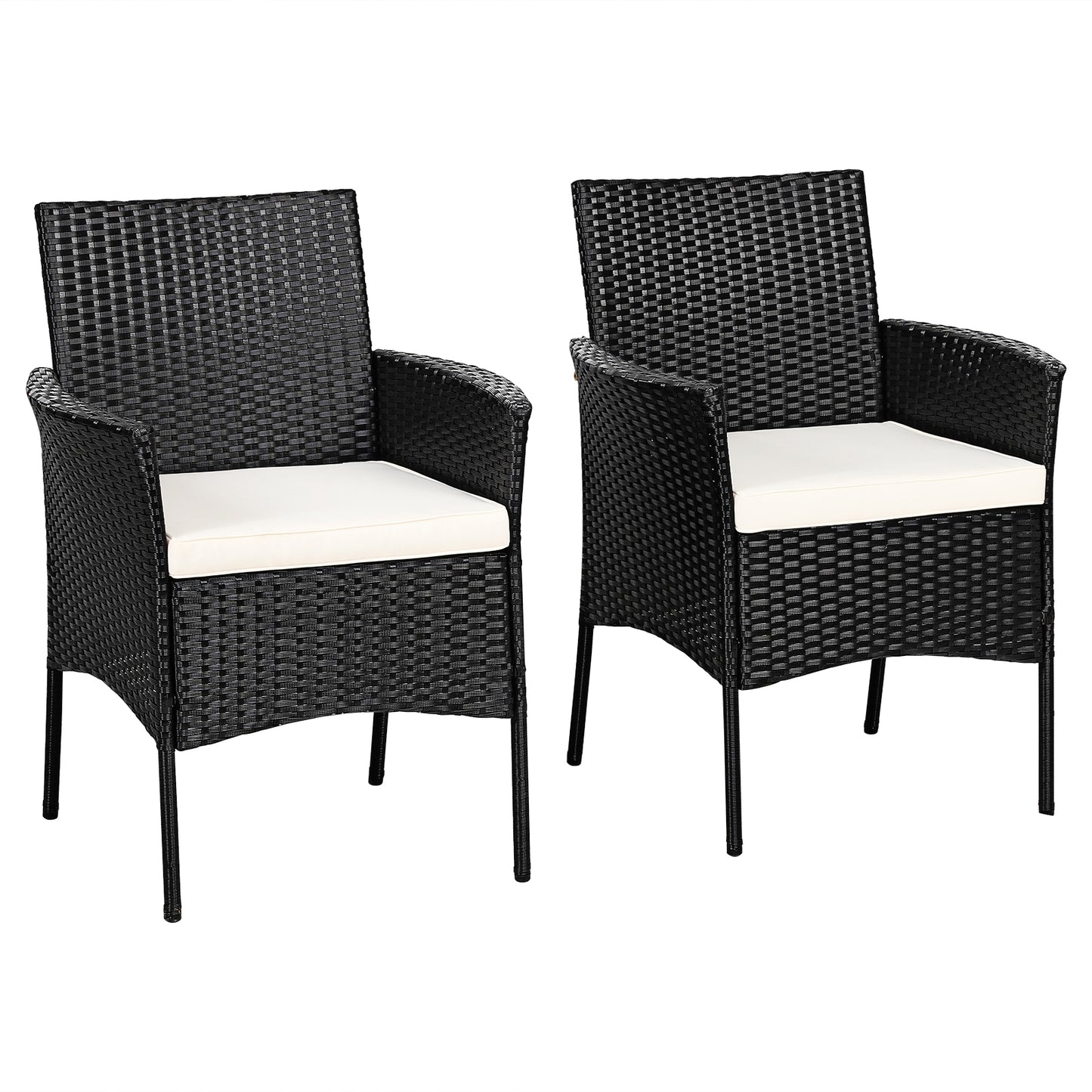 Patio Wicker Dining Chairs Set of 2 with Cushions