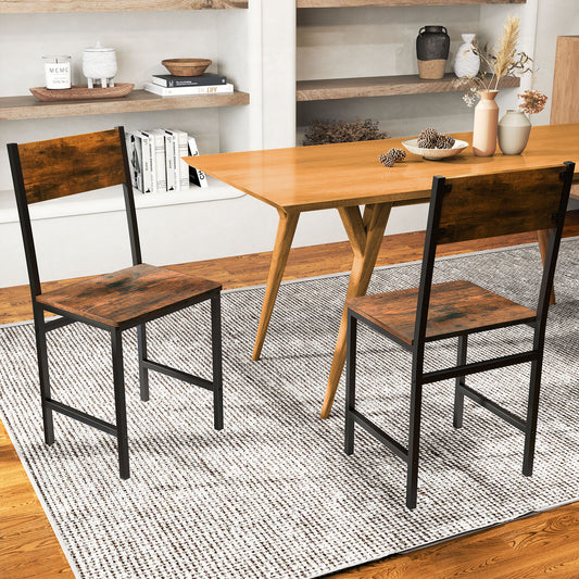 Industrial Dining Chairs Set of 2 with Metal Legs