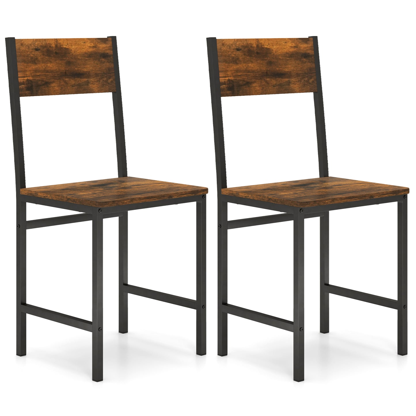 Industrial Dining Chairs Set of 2 with Metal Legs