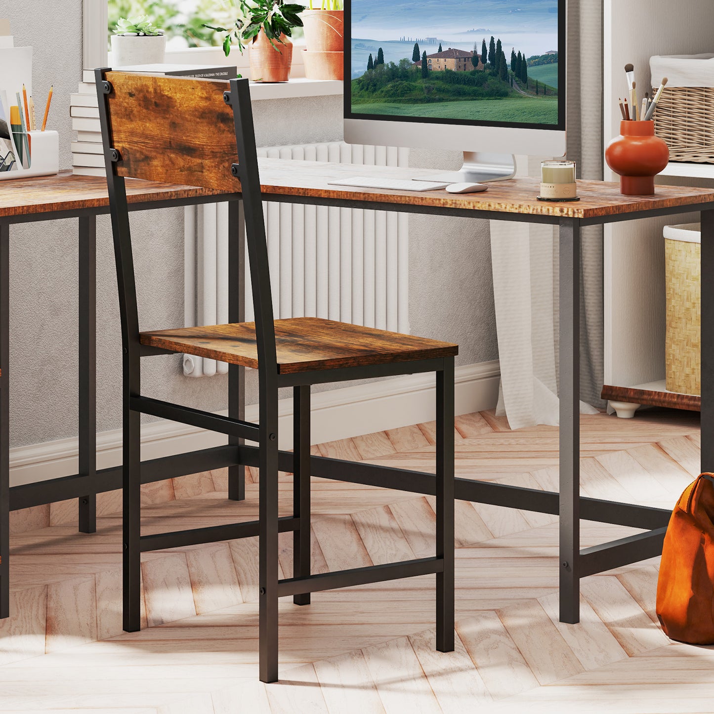 Industrial Dining Chairs Set of 2 with Metal Legs