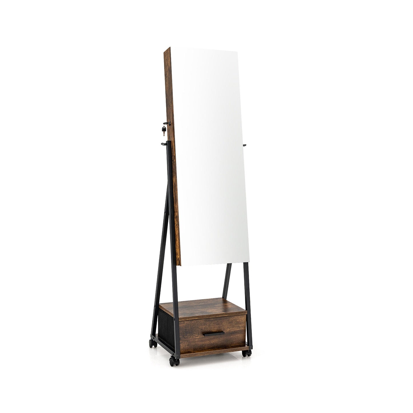 Jewelry Cabinet with Full Length Mirror and Storage Drawer