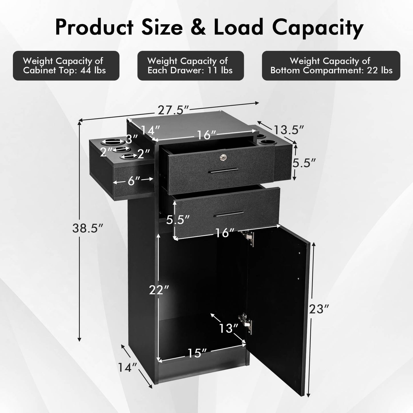 Salon Station Storage Cabinet with 6 Hair Dryer Holders