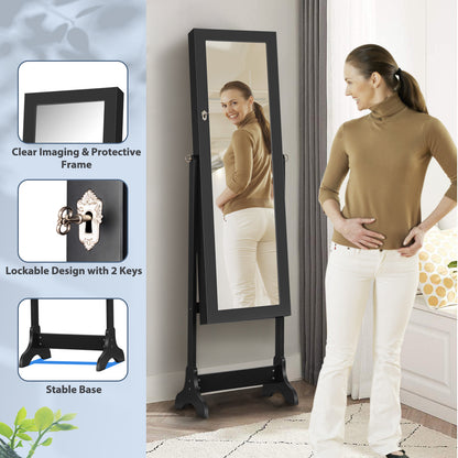 Mirrored Jewelry Armoire Cabinet with Lock - Full Length