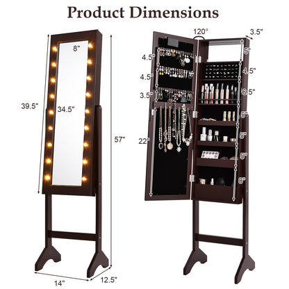 Mirrored Jewelry Armoire with LED Lights