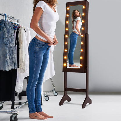 Mirrored Jewelry Armoire with LED Lights