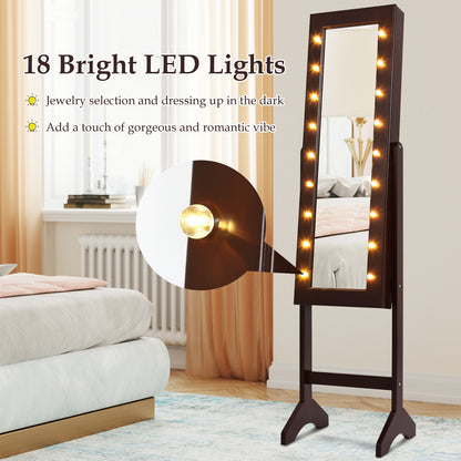 Mirrored Jewelry Armoire with LED Lights