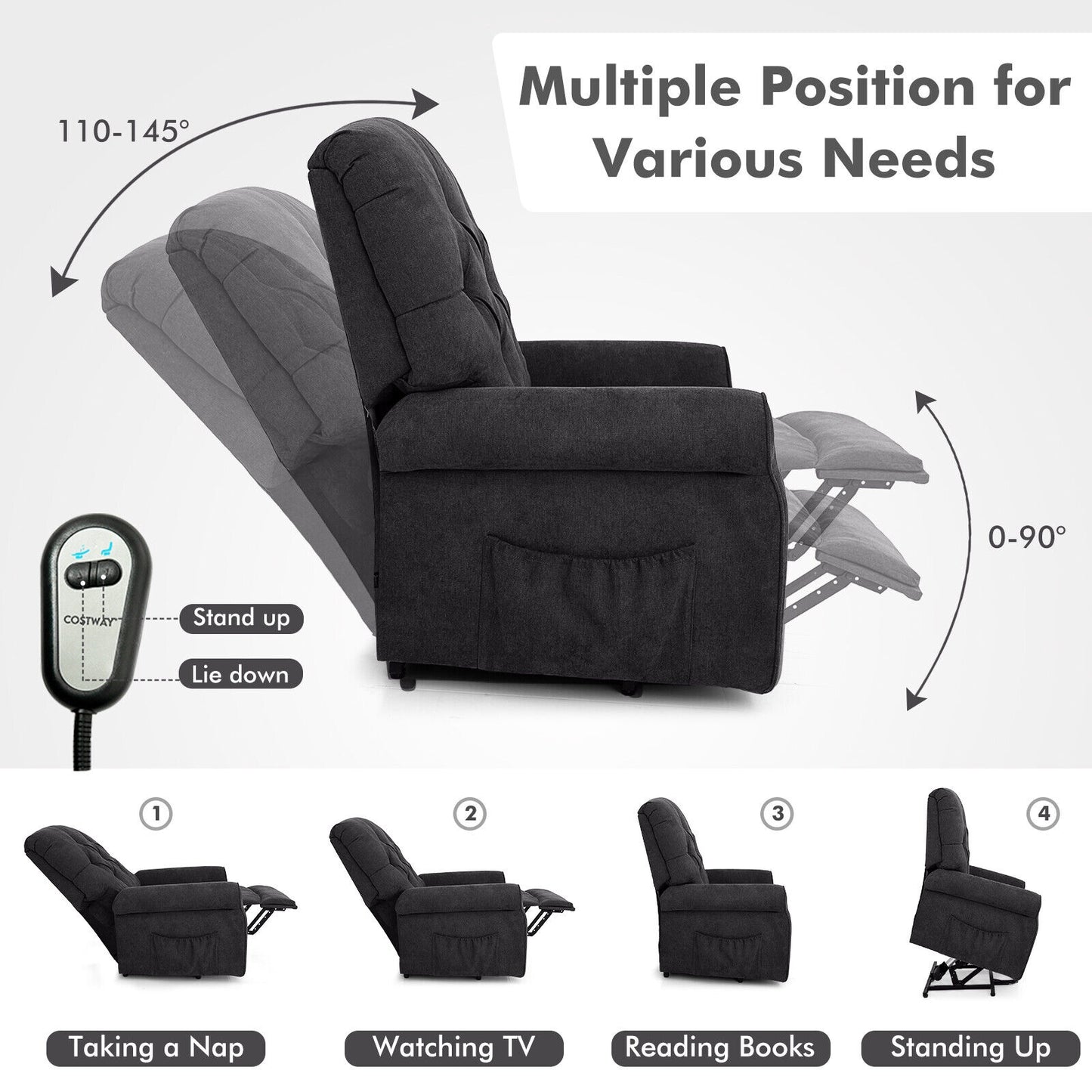 Power Lift Recliner Chair with Remote Control for Elderly